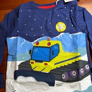 BRAND NEW Mini Boden fun boy toddler snow plough long sleeve shirt